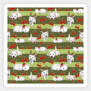 Christmas Westies green pattern Sticker